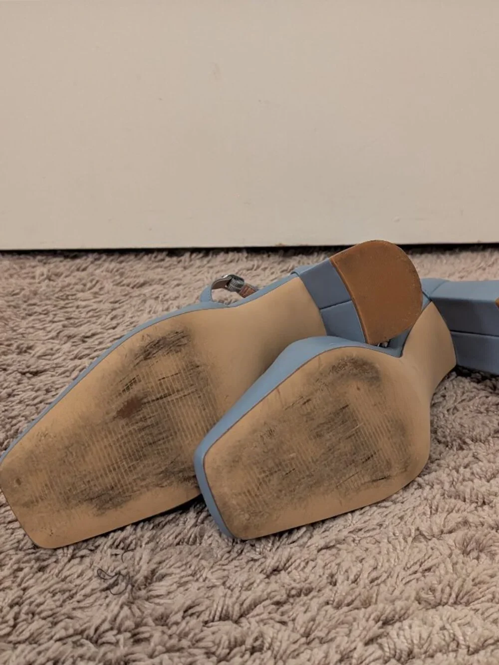 Nordstrom Cornflower Blue Block Heel Pumps | Size 9 | Ankle Strap